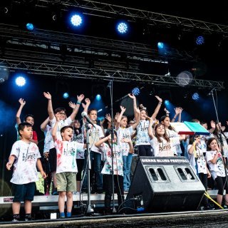 Thierry Epiney, direction. Sierre Blues Kids @ Sierre Blues Festival, Sierre (VS), Switzerland, 09.06.2022. (c) Christophe Losberger